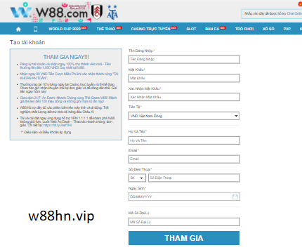 Mở trang bóng W88